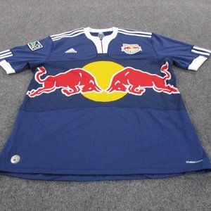 Red Bull New York Jersey Shirt Adult XL Blue Adidas Soccer MLS Logo Mens